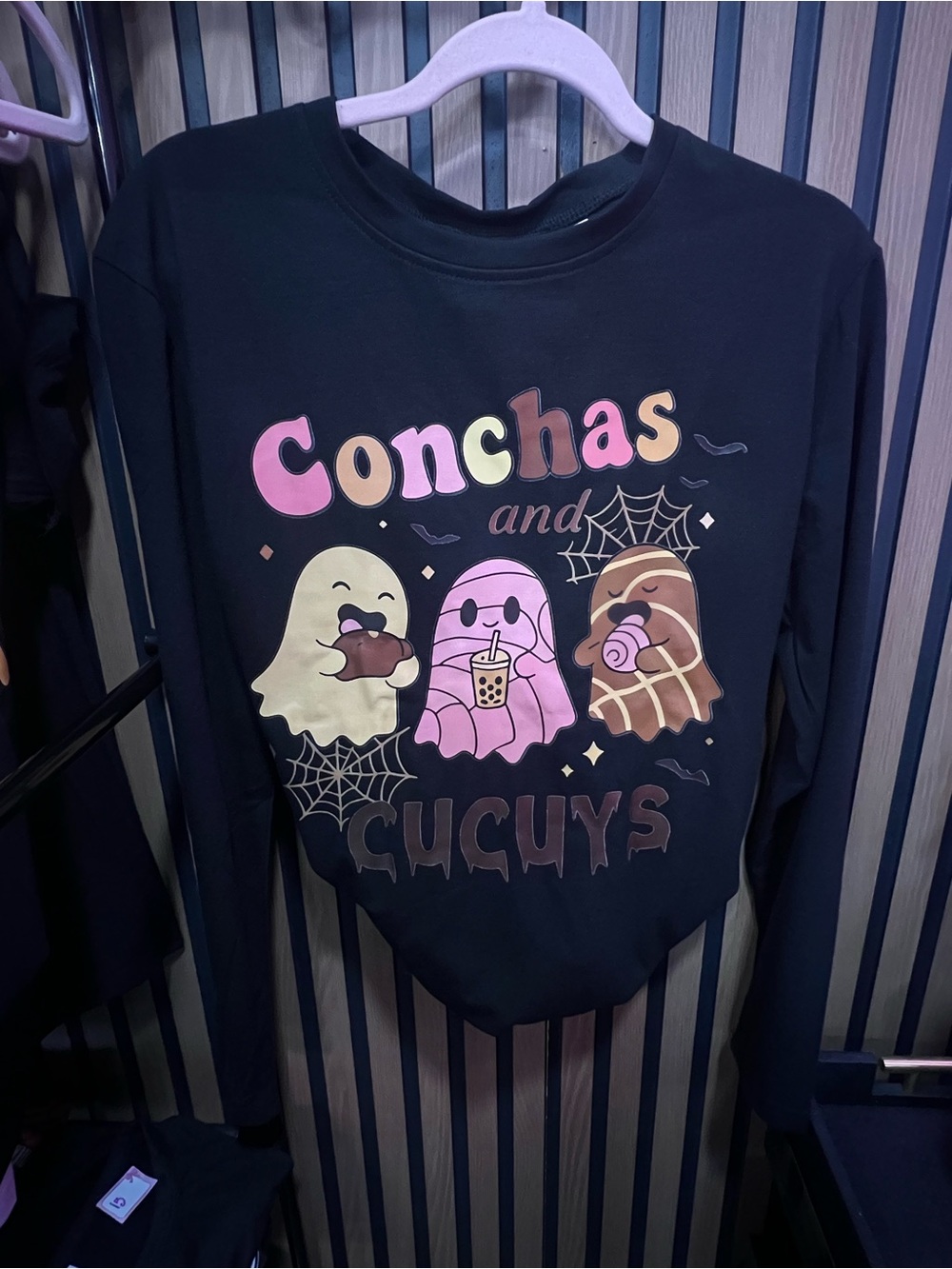 Girls Black 'Conchas and Cucuy's' Graphic Long Sleeve Tee